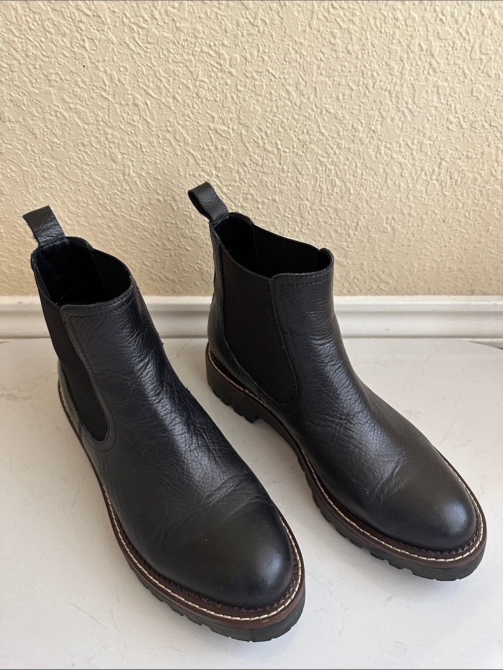 Classic Black Chelsea Ankle Boots with Lug Sole